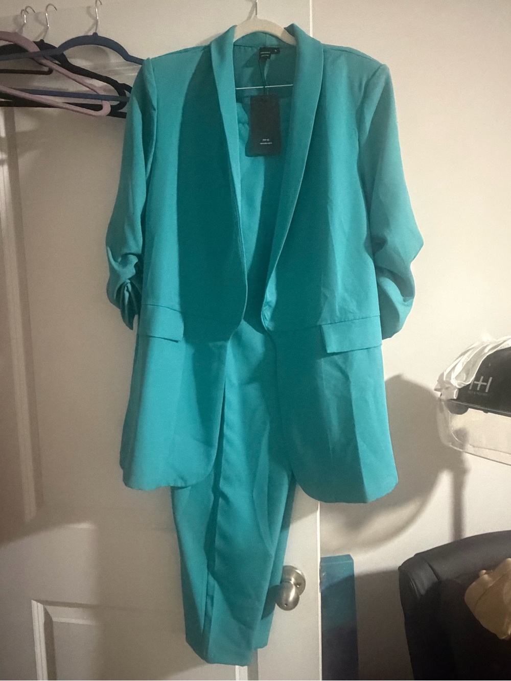 SHEIN Turquoise Blazer and Pants Set